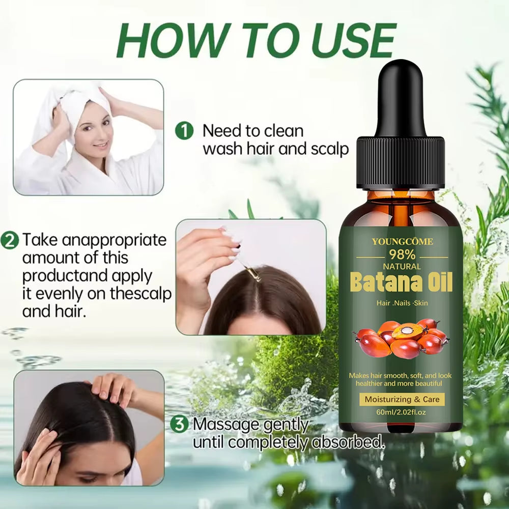 Natural Batana Oil for Hair Growth Pure Batana Oil Hair Shine Strengthen for Women Prevent Hair Loss Eliminate Split Ends 1/3Pcs